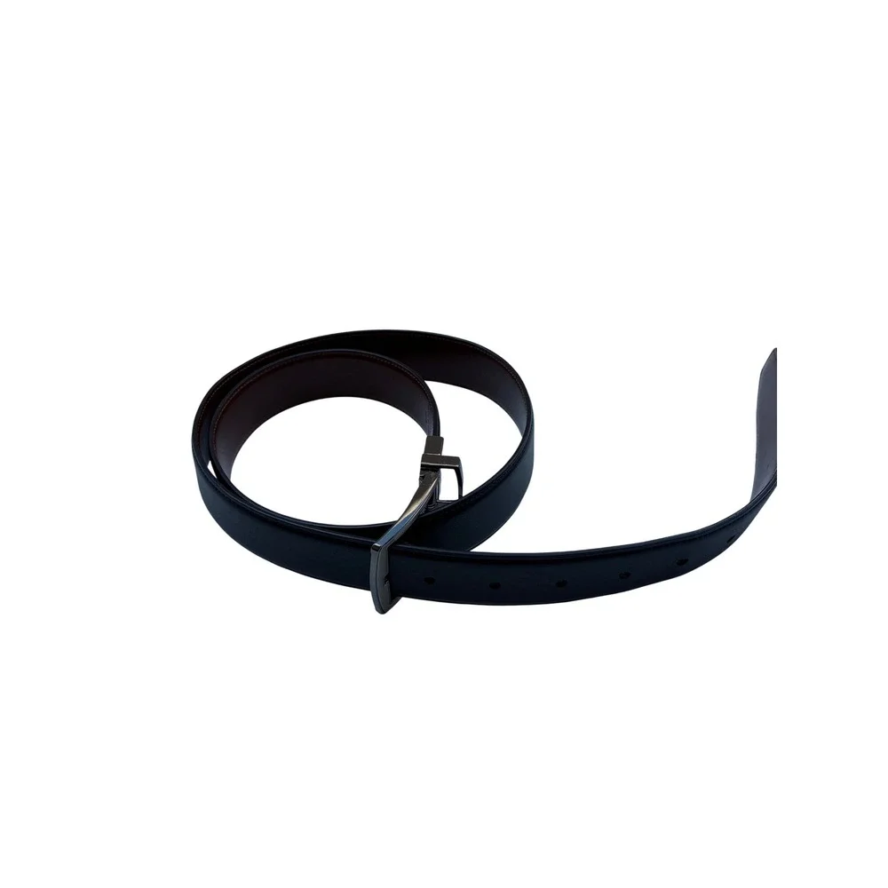 Perry Ellis Mens Reversible Leather Belt Black Brown Gunmetal Buckle 36 1P02071